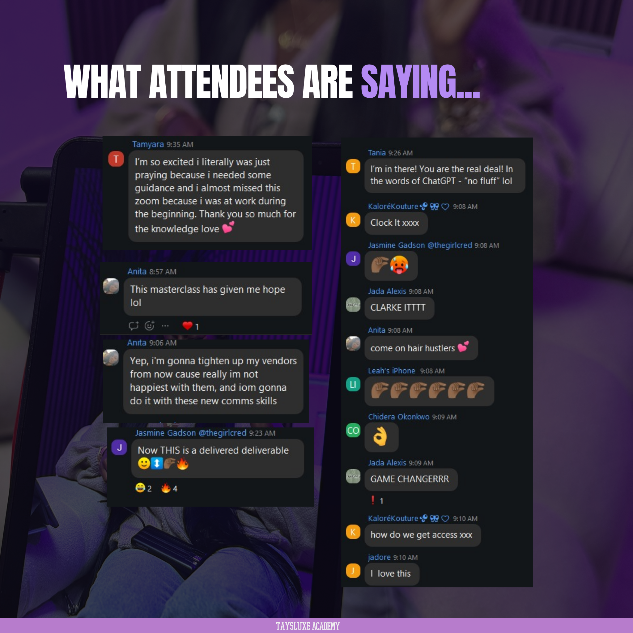 Taysluxe Academy Raw Truth About Hair Industry- Attendees reviews